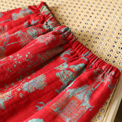 Cotton Double Yarn Jacquard Tree Loungewear Set - image 9