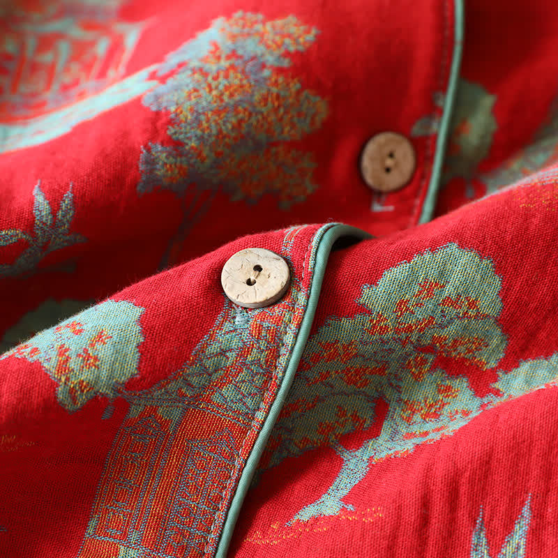 Cotton Double Yarn Jacquard Tree Loungewear Set - image 4