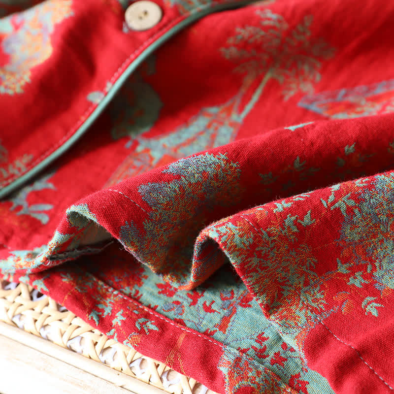 Cotton Double Yarn Jacquard Tree Loungewear Set - image 6