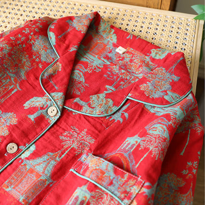 Cotton Double Yarn Jacquard Tree Loungewear Set - image 2