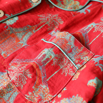 Cotton Double Yarn Jacquard Tree Loungewear Set - image 3