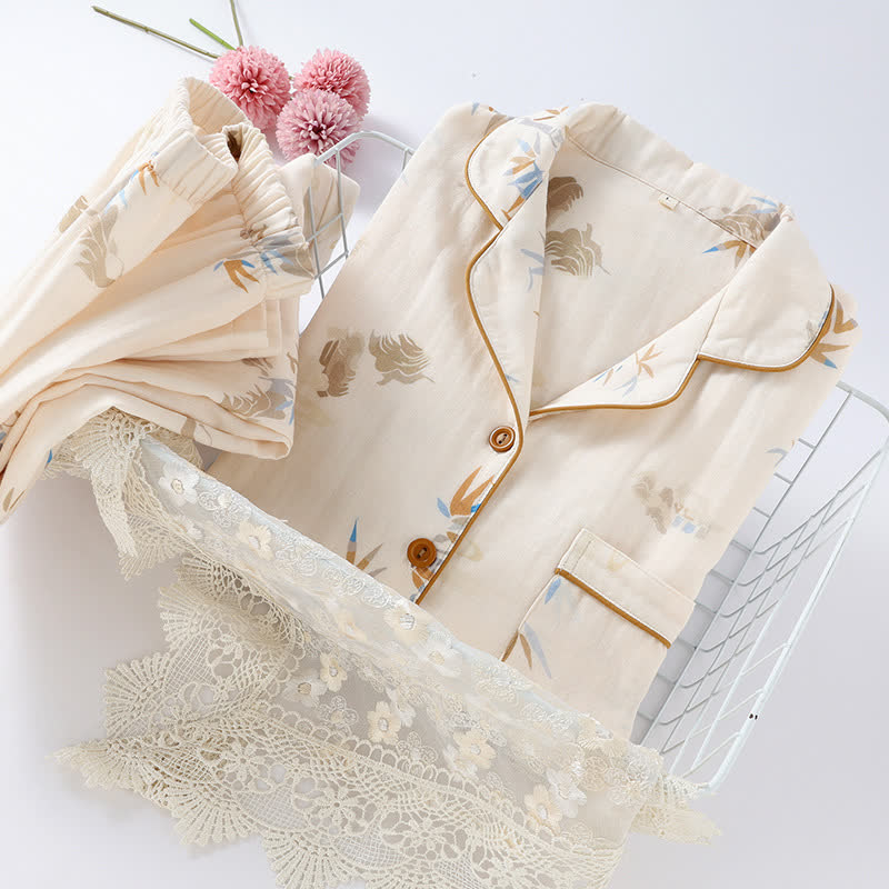 Bamboo Cotton Gauze Long Sleeve Loungewear Set - image 1