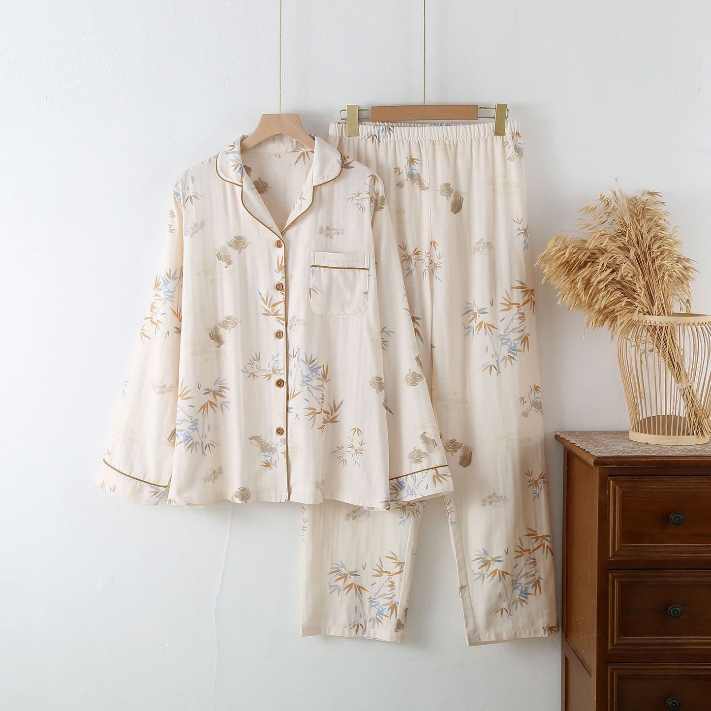 Bamboo Cotton Gauze Long Sleeve Loungewear Set - XXL - image 0