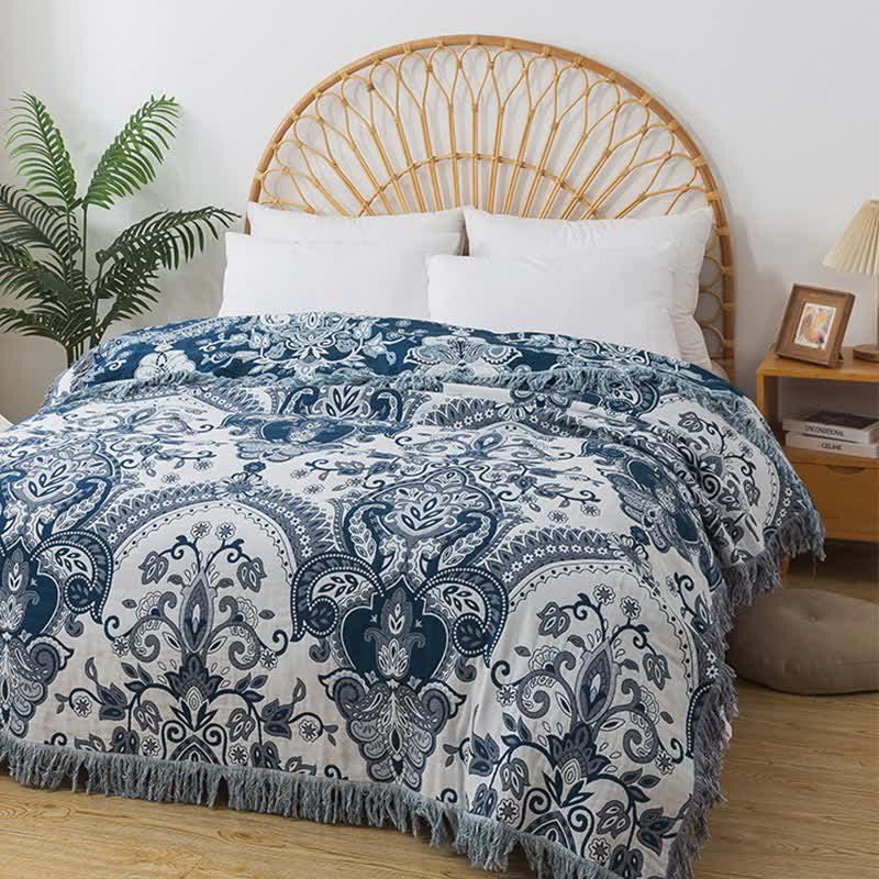 Bohemian Style Cotton Gauze Vine Tassel Quilt - image 5
