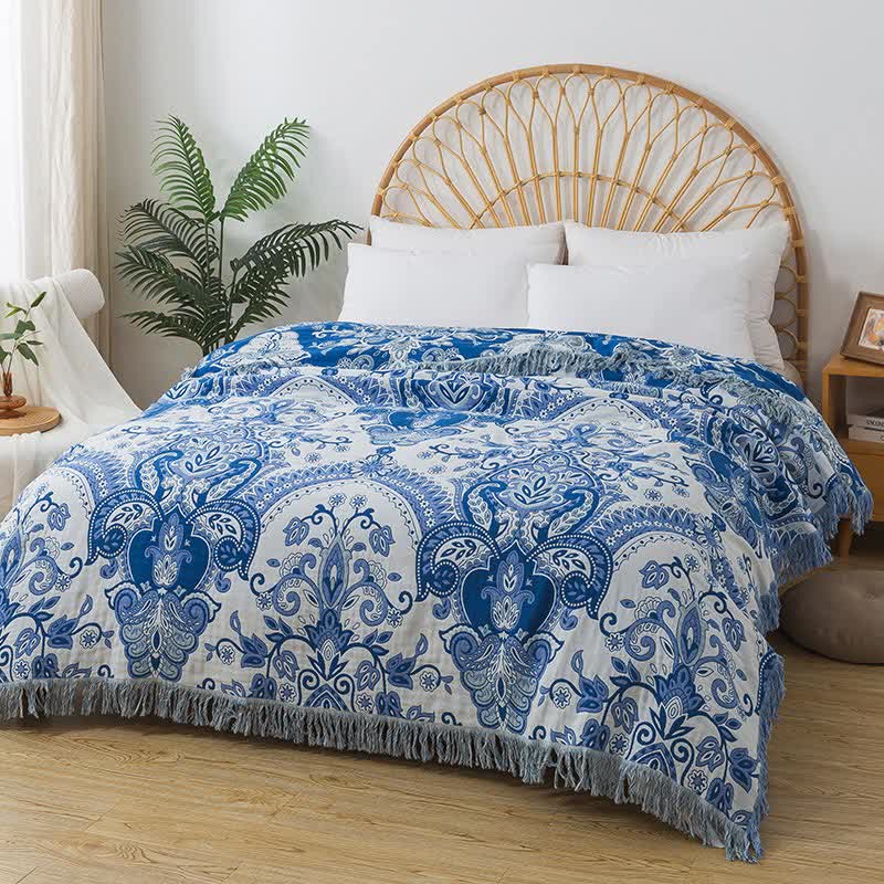 Bohemian Style Cotton Gauze Vine Tassel Quilt - image 1