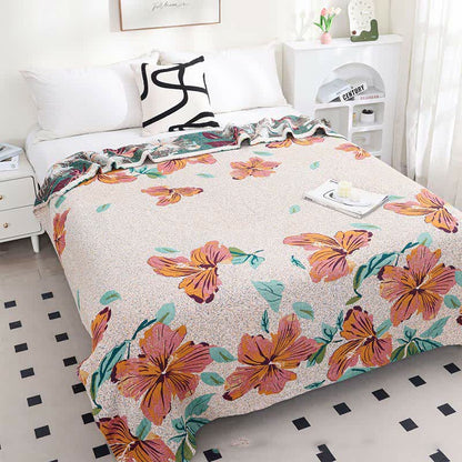 Peach Blossom Jacquard Cotton Gauze Reversible Quilt - image 1