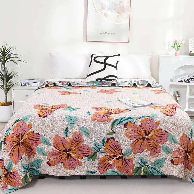 Peach Blossom Jacquard Cotton Gauze Reversible Quilt - Queen - image 0