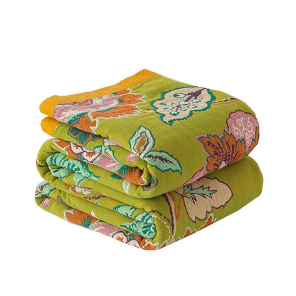 Colorful Floral Cotton Gauze Reversible Quilt - image 4