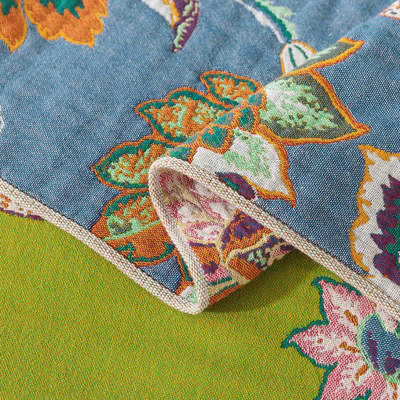 Colorful Floral Cotton Gauze Reversible Quilt - image 5