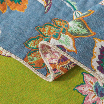 Colorful Floral Cotton Gauze Reversible Quilt - image 5