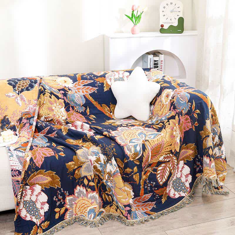 Vintage Vine Branch Cotton Gauze Reversible Quilt - image 5