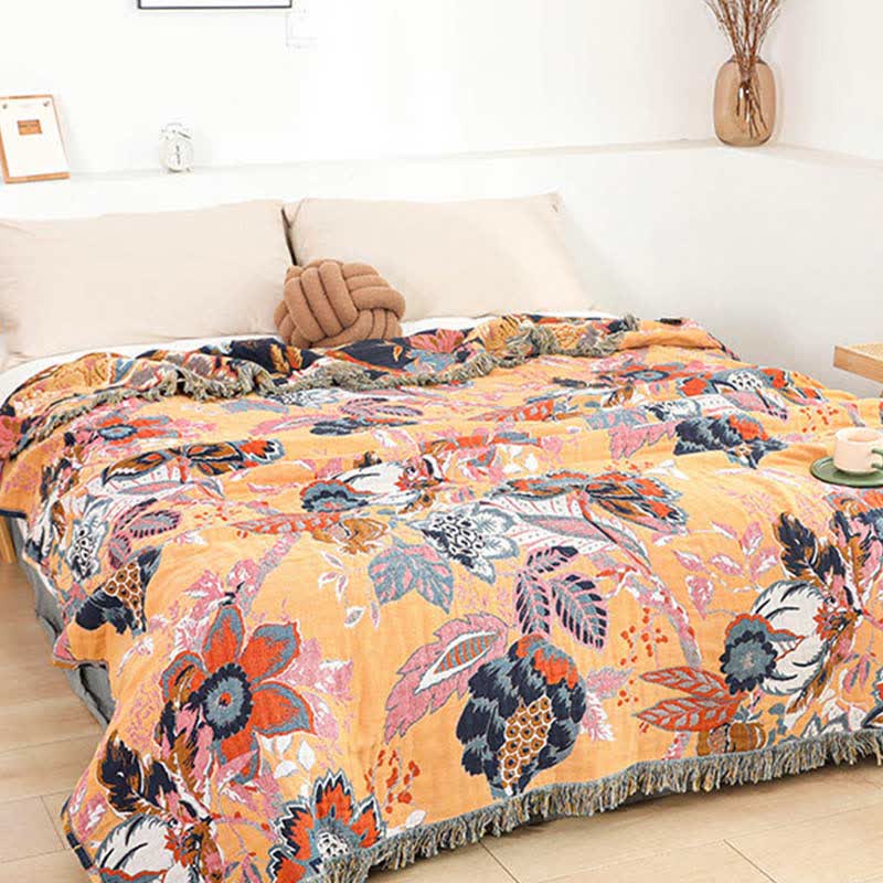 Vintage Vine Branch Cotton Gauze Reversible Quilt - image 1