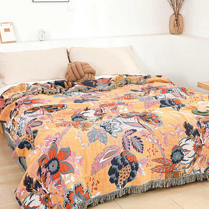 Vintage Vine Branch Cotton Gauze Reversible Quilt - image 1