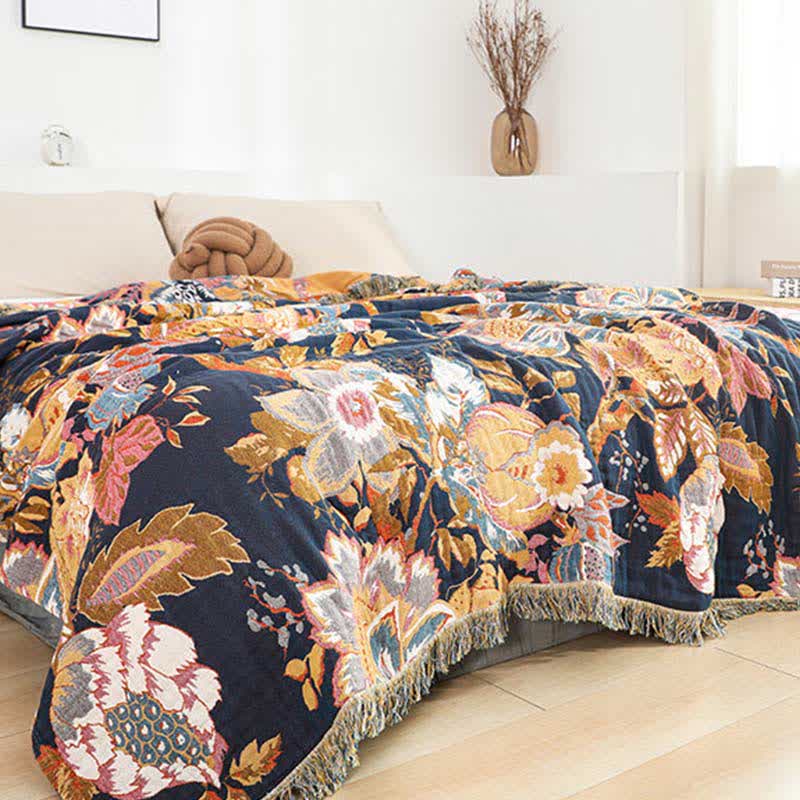 Vintage Vine Branch Cotton Gauze Reversible Quilt - image 2