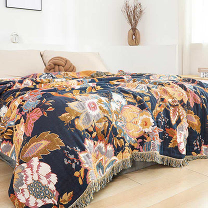 Vintage Vine Branch Cotton Gauze Reversible Quilt - image 2