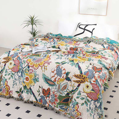 Vintage Vine Branch Cotton Gauze Reversible Quilt - Green - Queen - image 9