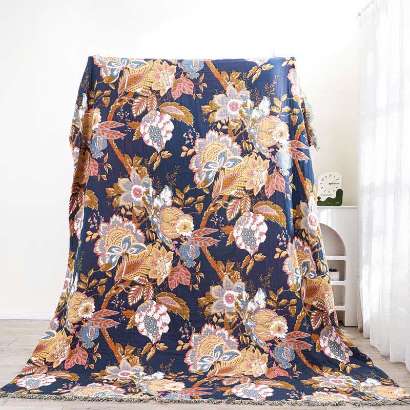 Vintage Vine Branch Cotton Gauze Reversible Quilt - image 6