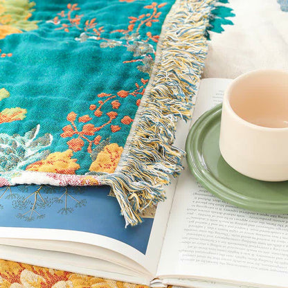 Floral Cotton Multi-Layer Gauze Tassel Reversible Quilt - image 8