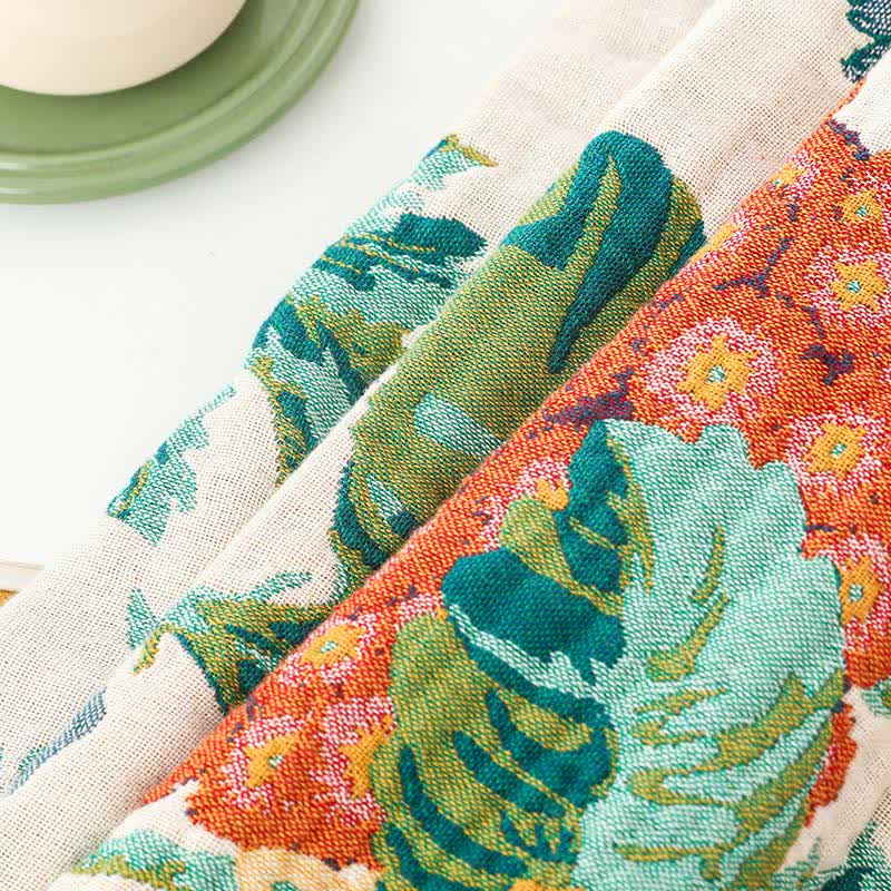 Floral Cotton Multi-Layer Gauze Tassel Reversible Quilt - image 7