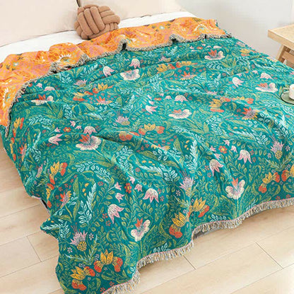 Flower Tassel Cotton Gauze Reversible Quilt - image 2