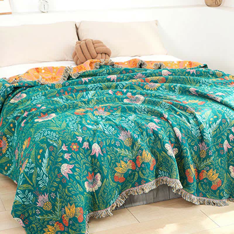Flower Tassel Cotton Gauze Reversible Quilt - image 1