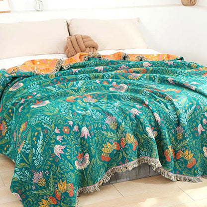 Flower Tassel Cotton Gauze Reversible Quilt - image 1