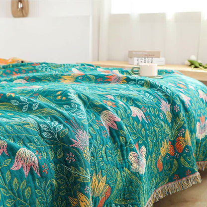 Flower Tassel Cotton Gauze Reversible Quilt - image 9