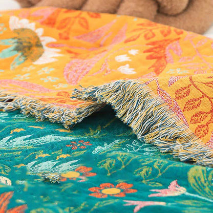 Flower Tassel Cotton Gauze Reversible Quilt - image 10