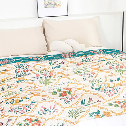 Diamond Floral Cotton Gauze Reversible Quilt - image 5