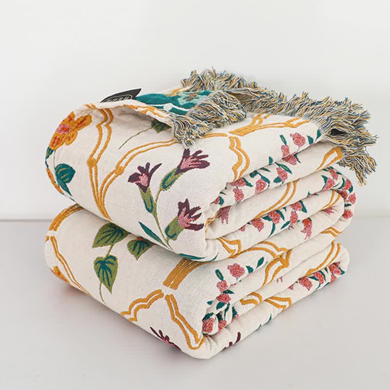 Diamond Floral Cotton Gauze Reversible Quilt - image 9