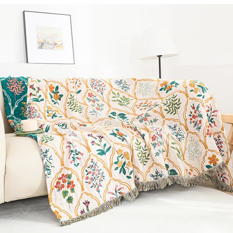 Diamond Floral Cotton Gauze Reversible Quilt - image 8