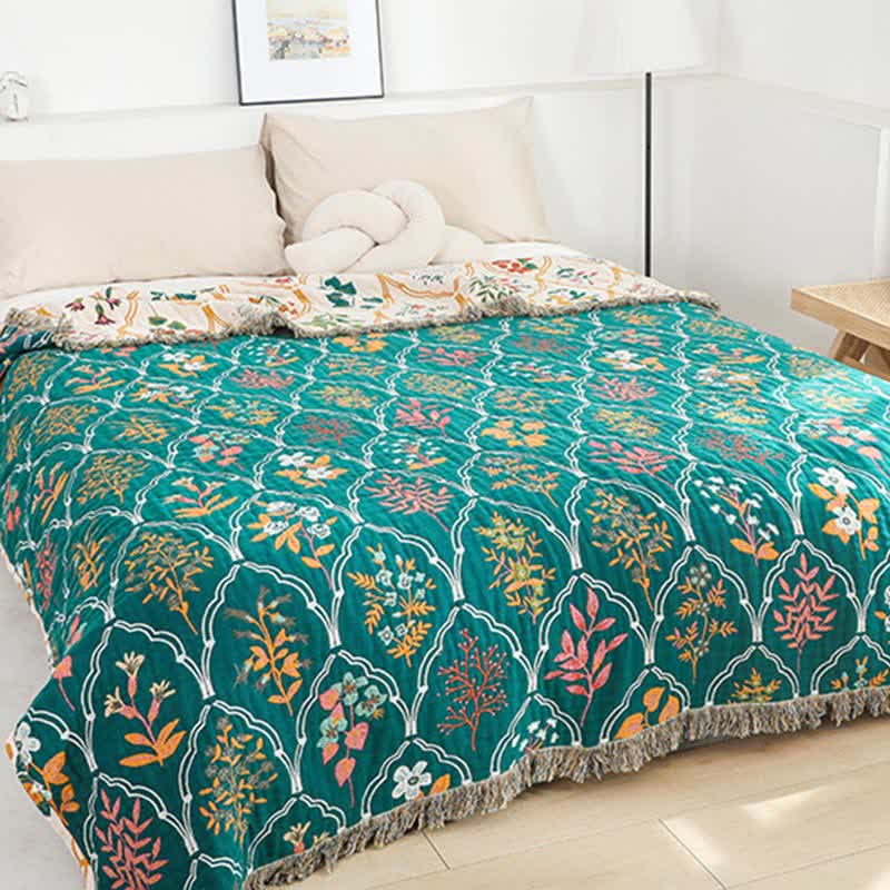 Diamond Floral Cotton Gauze Reversible Quilt - image 1
