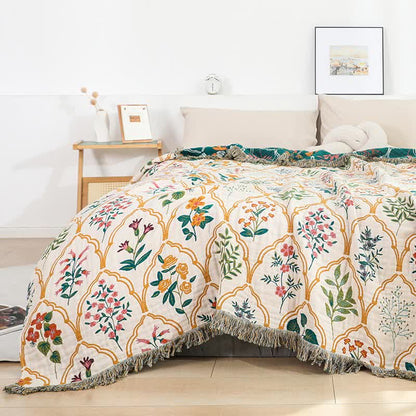 Diamond Floral Cotton Gauze Reversible Quilt - image 3