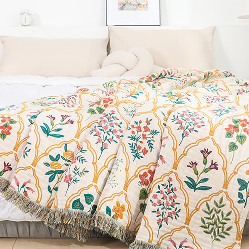 Diamond Floral Cotton Gauze Reversible Quilt - image 4