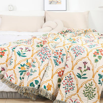 Diamond Floral Cotton Gauze Reversible Quilt - image 4