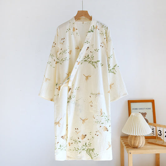 Leaf Cotton Gauze Bathrobe Pajama - L - image 0