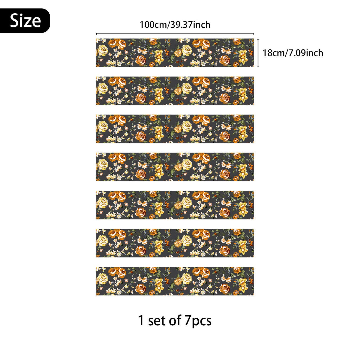 Rural Rose Self-Adhesive Stair Risers Stickers - 7PCS - 39"W x 7"L - image 6