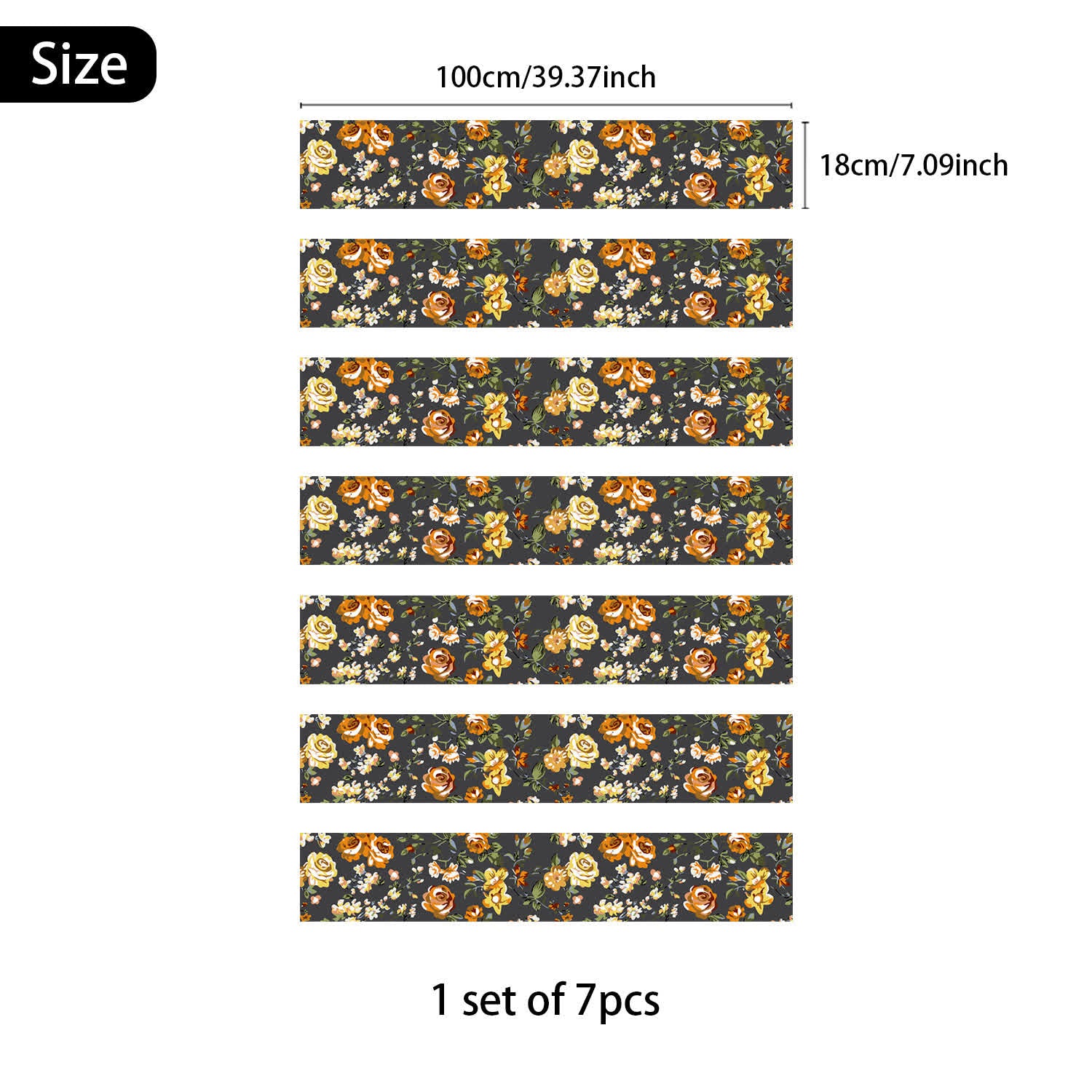 Rural Rose Self-Adhesive Stair Risers Stickers - 7PCS - 39"W x 7"L - image 6