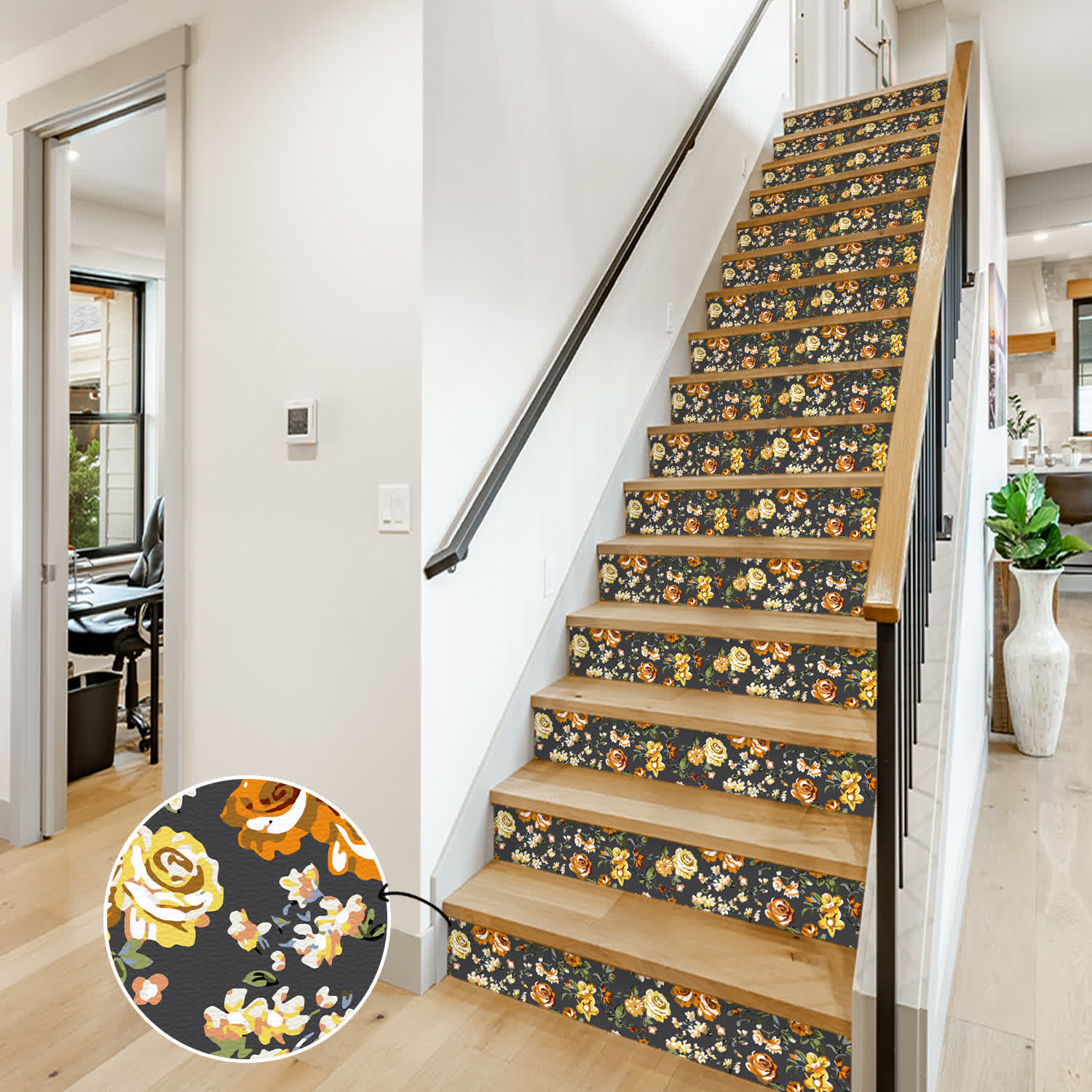 Rural Rose Self-Adhesive Stair Risers Stickers - image 1