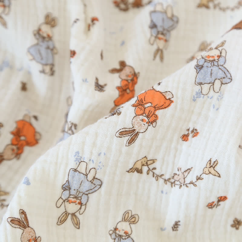 Rabbit Print Cotton Gauze Short Sleeve Loungewear Set - image 9