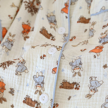 Rabbit Print Cotton Gauze Short Sleeve Loungewear Set - image 8