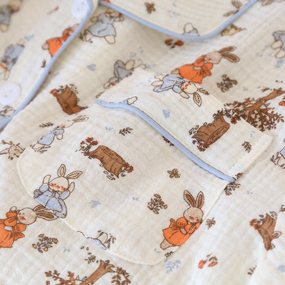 Rabbit Print Cotton Gauze Short Sleeve Loungewear Set - image 6