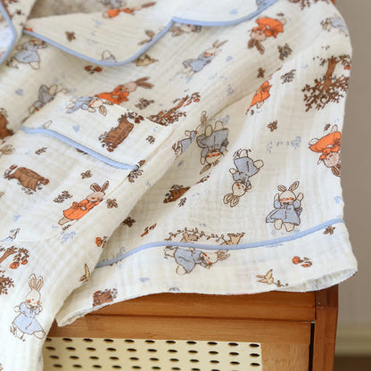 Rabbit Print Cotton Gauze Short Sleeve Loungewear Set - image 5