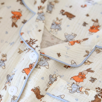 Rabbit Print Cotton Gauze Short Sleeve Loungewear Set - image 4