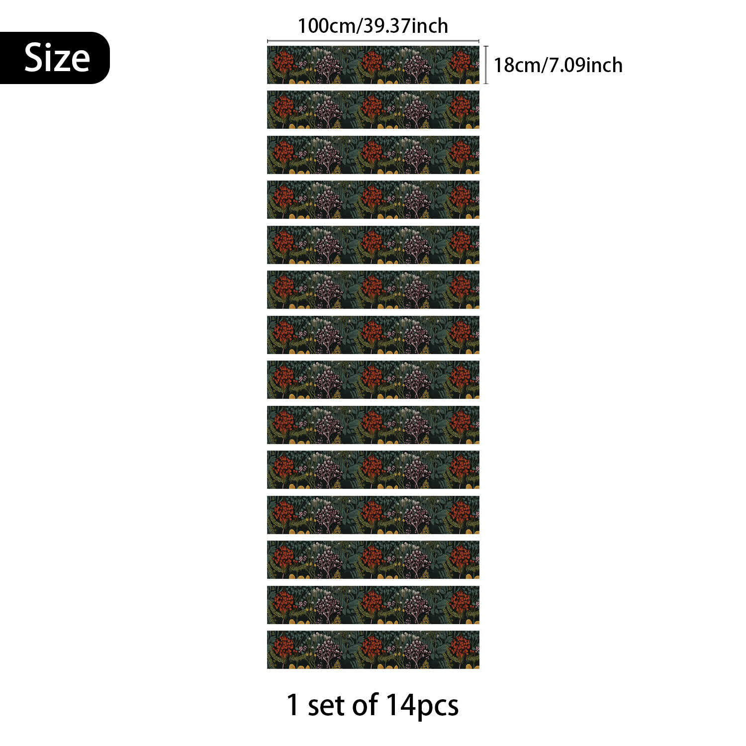 Retro Peel and Stick Waterproof Stair Risers Stickers - 14PCS - 39"W x 7"L - image 8