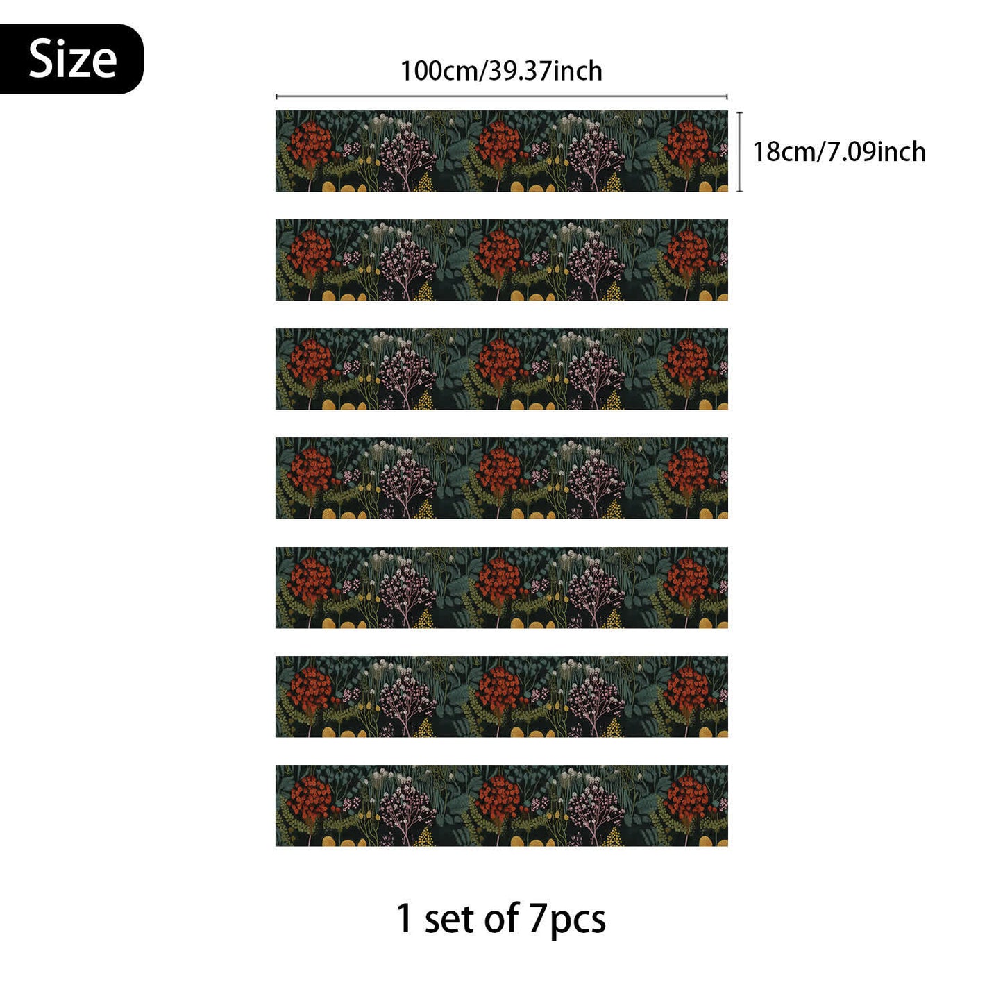 Retro Peel and Stick Waterproof Stair Risers Stickers - 7PCS - 39"W x 7"L - image 7