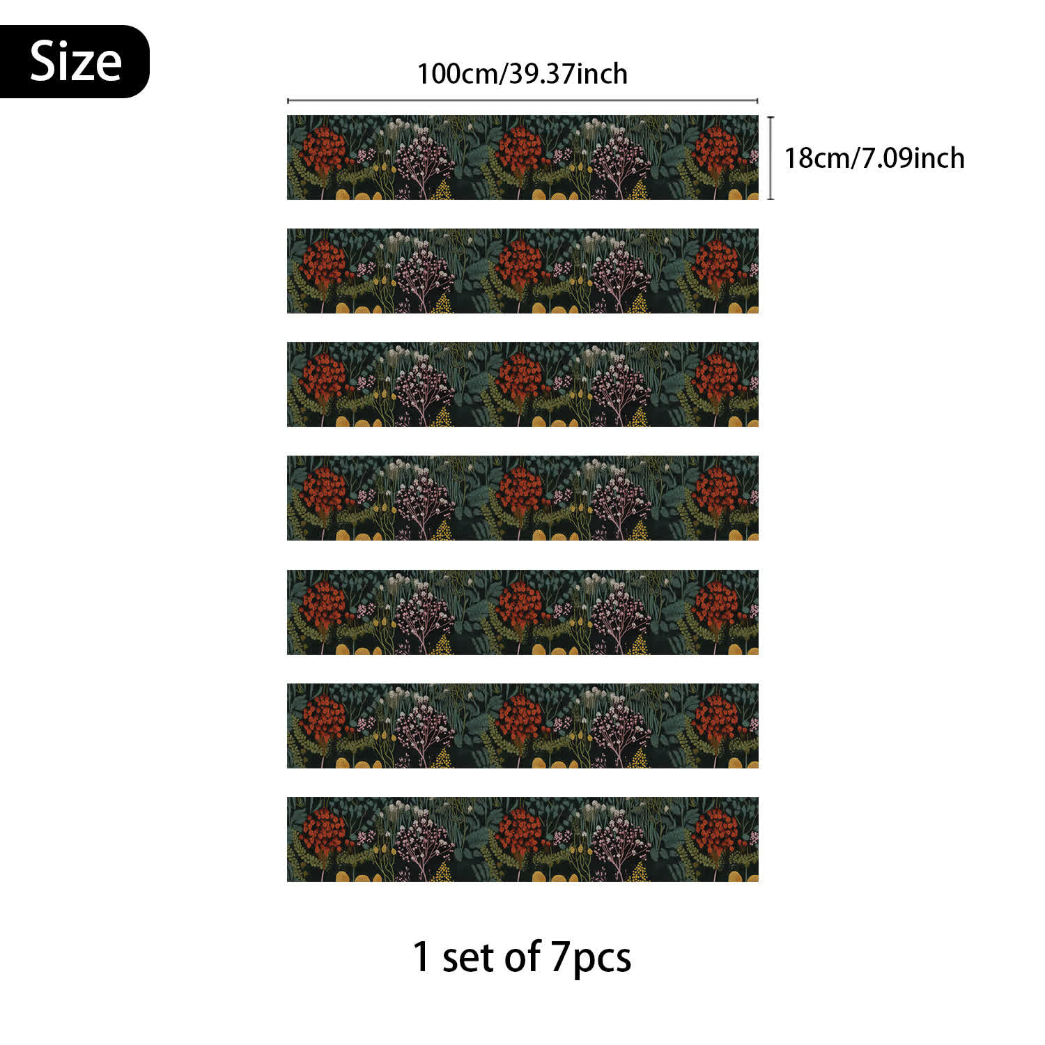 Retro Peel and Stick Waterproof Stair Risers Stickers - 7PCS - 39"W x 7"L - image 7