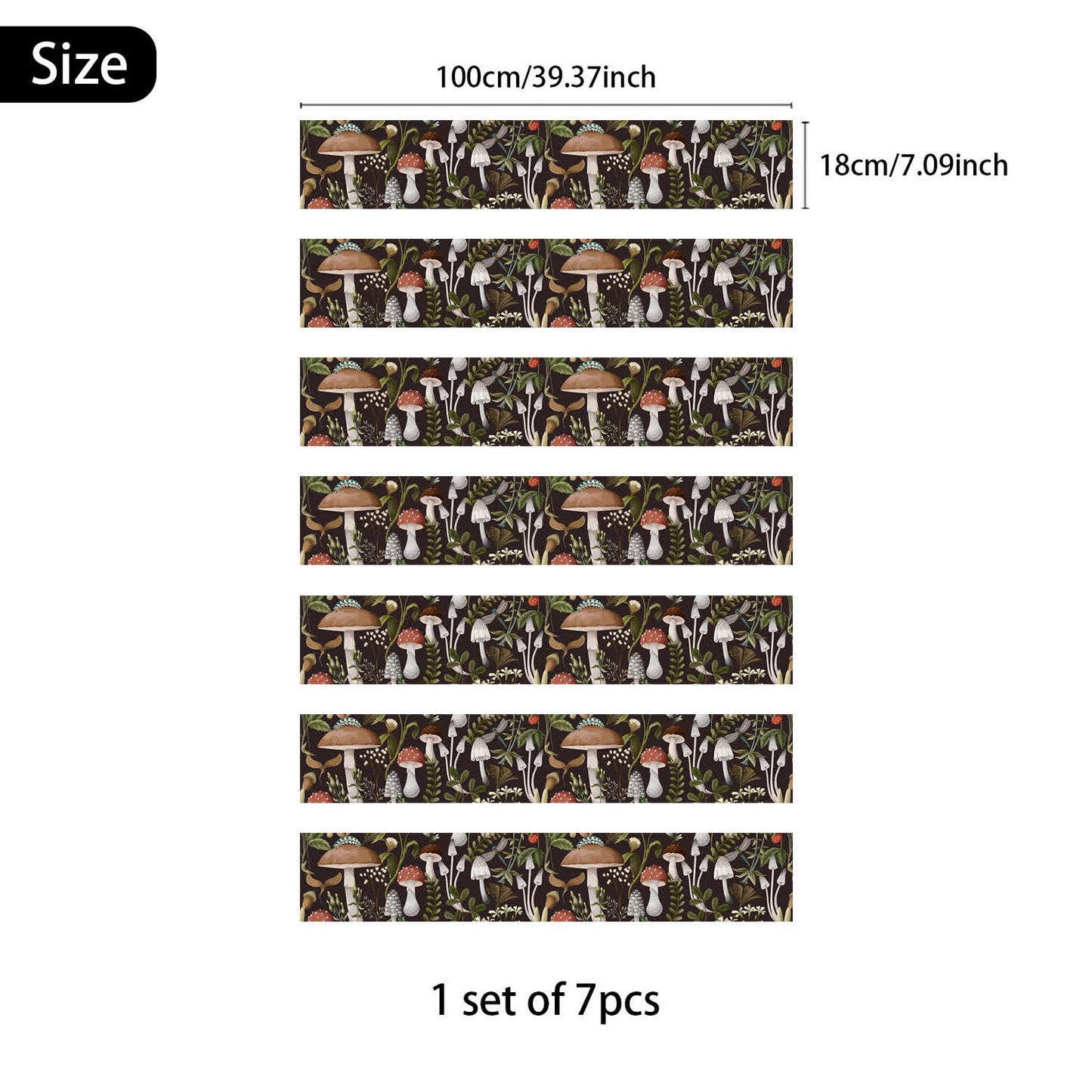 Mushroom Removable Decorative Stair Stickers - 7PCS - 39"W x 7"L - image 7