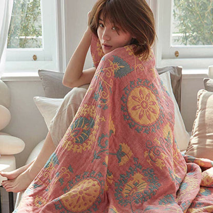 Reversible Cotton Quilt Colorful Flower Print - image 6