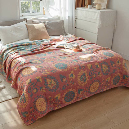 Reversible Cotton Quilt Colorful Flower Print - Pink - Queen - image 5